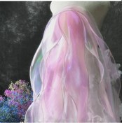 Resim Sunshine011 Pembe Deniz Kızı Gümüş İpek Neon Dalga Fırfır Lazer Graden Dantel Kumaş 