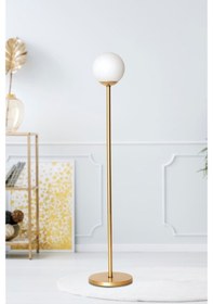 Resim Luzarana Glob Sarı Metal Gövde Beyaz Camlı Tasarım Lüx Yerden Aydınla... 