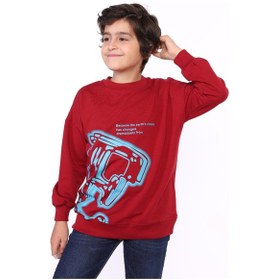 Resim Toontoy Erkek Çocuk E Harf Baskılı Sweatshirt Bordo 