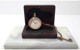 Resim Ahşap Kutulu Çapalı Pirinç Köstekli Saat Ürün Boyutları:7 x 4 cm, Bronz 
