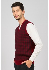 Resim Pave Erkek Desenli Yünlü Süveter 4539011 Bordo-Bordo 