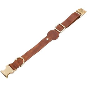 Resim Hakiki Deri, El Yapımı, Apple Airtag Yuvalı Köpek Tasması, 34-50cm Ayarlanabilir Ölçü, Antik Taba 