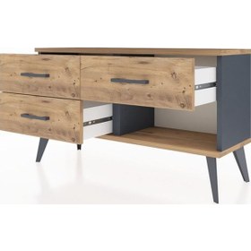 Resim Arges Şifonyer 3 Çekmeceli 88x30x48 Antrasit-çam Çam 