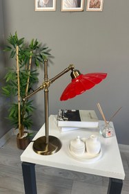 Resim Bamyum Risso Kırmızı Masa Lambası Dekoratif Abajur Çocuk Odası Başucu Lambası Okuma Lambası 