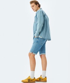 Resim Koton Katlamalı Paça Bermuda Slim Fit Jean Şort Açık İndigo 5sam40009ıd Açık İndigo 