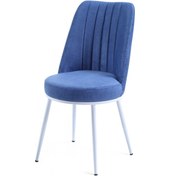 Resim Gold Sandalye - Jerika Saks Mavi - Metal Beyaz Ayak 