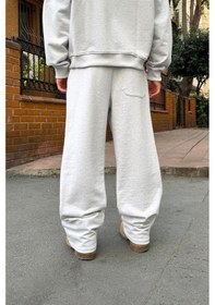 Resim Diyagonal Premium Kumaş Bel Lastikli Eşofman Altı Kar Melanj Kar Melanj 