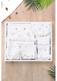 Resim Kız Bebebek Yenidoğan Nakışlı Kanabiçeli Süslü 10 Lu Hastane Çıkışı Stl6573 Beyaz 