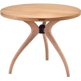 Resim Masifart Sverus 120 Lik Meşe Samyeli 3 Lü Yuvarlak Masa Cilasız Ham 