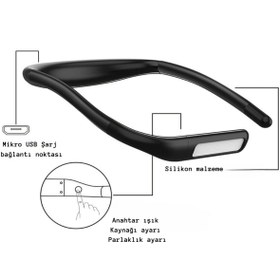 Resim YENİTECH Led Boyun Işığı Kitap Okuma lambası Kitap Okuma Işığı Örgü Kamp Tamir için Çok fonksiyonlu 