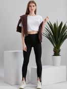 Resim Thin Shop Yüksek Bel Toparlayıcı Esnek Yırtmaç Detaylı Dalgıç Tayt 