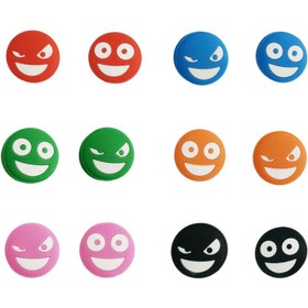 Resim 12 Adet Neşeli Çift Yüz Gülümseme & Şaşırmış İfadeli Silikon Tenis Raketi Titreşim Sönümlendirici - Renkli (Kırmızı, Yeşil, Mavi, Turuncu, Pembe, Siyah) Etkileyici Gözlerle, Kaymaz Tutuş Güçlendirici, Tenis Oyuncuları İçin Dayanıklı, Maçlar ve Antrenmanlar için Eğlenceli Hediye, Spor Malzemesi, Oyun Severler için Uzun Ömürlü Performans 