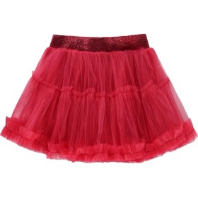 Resim Civil Girls Kırmızı Kız Çocuk Fırfırlı Etek 4-9 Yaş Standart Bel Örme Kumaş ile Şık Tasarım 