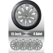 Resim Renault Fluance Taliant Scenic 15" Inç Uyumlu 4 Adet 1 Takım Gri Kırılmaz Esnek Jant Kapağı 014 