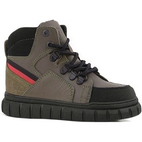 Resim Rakerplus Hakiki Deri Haki Yeşil Fermuarlı Erkek Çocuk Bot Haki 