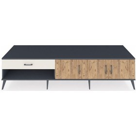 Resim Kronos Tv Ünitesi 2 Raflı Tek Çekmeceli 3 Kapaklı 220x59x51 Antrasit-çam/aytaşı Atlas Çam/aytası - Antrasıt 