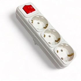 Resim Tek-İş Fiş Priz Üçlü Topraklı Anahtarlı Golyat Beyaz 