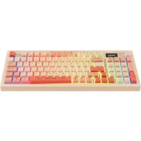 Resim Binbir Göz Bilgisayar Everest Kb-85 Sılent Pro Kablosuz Bej-Pembe-Turuncu Sessiz Rgb Wireless 2.4ghz Q Oyuncu Klavyesi 