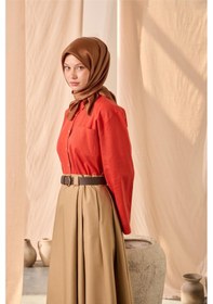 Resim Silk Home Düz Shiny Eşarp 75006-57 taba 