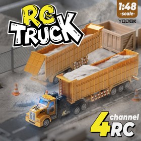 Resim 1:48 Ölçeğinde Yanıp Sönen Işık Barı ile Sarı Kamyon - USB Şarj Edilebilir, Ağır Hizmet Tipi RC Kamyondan, 3-5 Yaş Aralığındaki Erkek ve Kız Çocuklar İçin Mükemmel, İnşaat ve Yol Yardımı İçin Uygun, Erkek Çocuklar İçin Kamyondan 