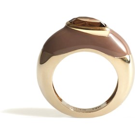 Resim Pear Smokey Topaz Enamel Ring - 13 