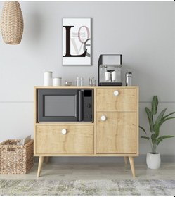Resim Floradesign Fresh Kahve Köşesi / Çok Amaçlı Dolap / Airfryer Dolabı / Mutfak Organizeri Meşe 