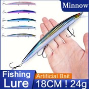 Resim 1 adet 18.01 cm/0.85 ons Büyük Minnow Balık Yemi, Yapay Balık Crankbait, Sert Yapay Yem, Plastik Balıkçılık Takımı, Turna Balık Yemi 