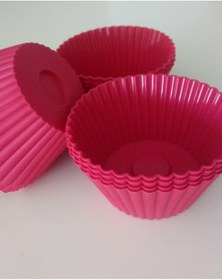 Resim Bybirgül Silikon Mini Kek Kalıbı Browni Kalıbı Kırmızı Cupcake Kalıbı 12 Adet 