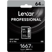 Resim Lexar 64gb 1667x Sdxc 250mb/s Sd U3 Uhs-ıı 4k Class10 V60 Hafıza Kartı Lsd64cb1667 