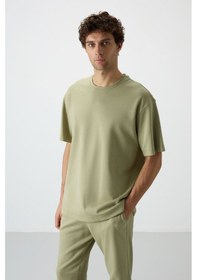 Resim Tommy Life Açık Çağla Pamuklu Kalın Yumuşak Dokulu Oversize Fit Basic Erkek Eşofman Takım - 85251 Yeşil 