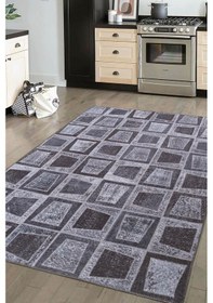 Resim Folk Patchwork Desenli Dokuma Taban Dekoratif Siyah Halı Ba 17 Bej 