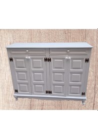 Resim Ayakkabılık Kareli Çok Amaç Model Parlak Beyaz 2 Kapı 2 çekmece 