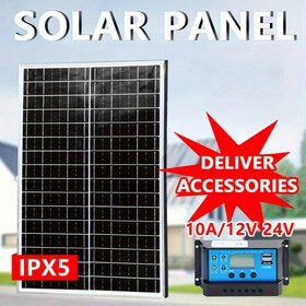 Resim 1 Adet Monokristal Silikon Güneş Paneli Kiti, Kontrolcü Dahil, 18 Volt Çıkışlı, USB 5 Volt Güneş Şarj Cihazı, Taşınabilir Power Banklar, Kamp, Yürüyüş, Araçlar, Tekneler, Telefonlar, Sokak Lambaları, Güvenlik Sistemleri ve Evcil Hayvan Yatakları İçin Uygun 