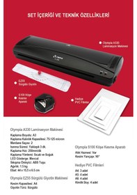 Resim Olympia A330S 4 In 1 A3 Set Laminasyon Makinesi 