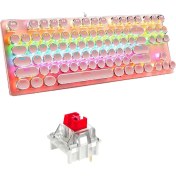 Resim CoverZone Leaven K550 Kablolu Pembe Klavye Daktilo Tarzı Su Geçirmez LED Rgb Gökkuşağı Renler Mekanik Oyuncu Işıklı Klavye Ergonomik Tasarım Rahat Kullanım 150CM Kablo Uzunluğu Bilgisayar Pc Için (Pembe) 