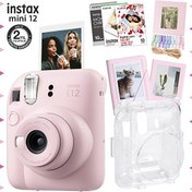 Resim Instax Mini 12 Pembe Fotoğraf Makinesi-30'lu Film-Albüm-Mandal-Çerçeve ve Kılıf Mega Set 3 Fujifilm