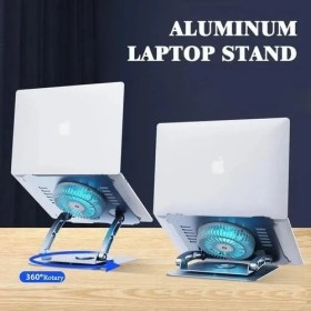 Resim 804D 360 Derece Dönebilir Alüminyum Katlanabilir Laptop Standı (Koyu Gri) 