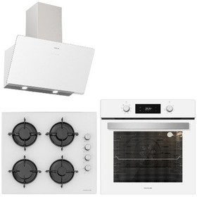 Resim Silverline BO6504W01-3457 SOHO-CS5349W01 Beyaz Cam Ankastre Set 