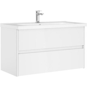 Resim Orka Düden 80 Cm Mdf Çekmeceli Beyaz Banyo Dolabı Alt Modül Lavabo Beyaz 
