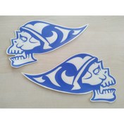 Resim Yerli Kurukafa Sticker (2li Takım) Mavi 16cmx10cm (iskelet) Kurukafa Etiketi Çıkartması Logosu Arması 