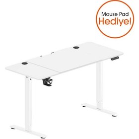 Resim Adore Gaming Maestro-x Yükseklik Ayarlı Oyuncu Masası - Beyaz 140x72-117x60 Cm Beyaz 