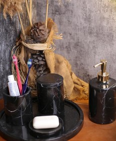 Resim Heyna Mermer Banyo Seti 5’li, Doğaltaş Mermer Banyo Aksesuar Seti 