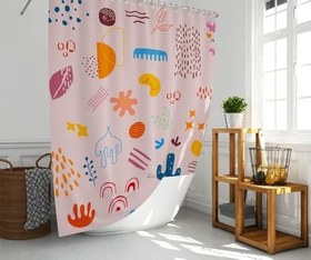 Resim Banyo Perdesi 1x180x200 Tek Kanat Duş Perdesi Halka Hediyeli Duşakabin Perdesi Cuddly 