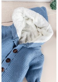 Resim Babymod Triko Örme Welsoft Astarlı Kapüşonlu Kışlık Bebek Tulum mavi 