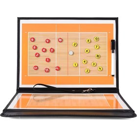 Resim NCAA Onaylı Manyetik Voleybol Antrenman Tahtası - Katlanabilir, Çift Taraflı Strateji & Oyuncu Takipçisi ile İşaretleyici Kalem 