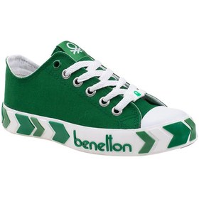 Resim Benetton Yeşil Kadın Çizgili Spor Ayakkabı BN-30620 