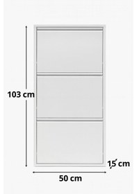 Resim Metal Ayakkabılık 3 Kapaklı Beyaz Beyaz 