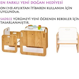 Resim Minera 0-18 Ay Serçe Ahşap Montessori Ahşap Çocuk Oyun Çalışma Aktivite Masası Ve Sandalyesi Seti 