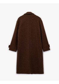 Resim Koton Uzun Kollu Düğmeli Cepli Kruvaze Uzun Oversize Kaşe Kaban Kahverengi 6sak00035ew Kahverengi 