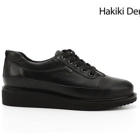 Resim Gönderi R Kadın Siyah Bağcıklı Dolgu Taban Hakiki Deri Ayakkabı Gdza13424132 Siyah 